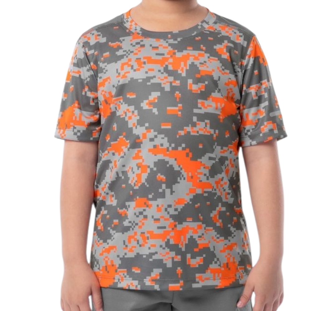 Athletic Works Boys Kids Active T-shirt Driworks Orange Camo Size Large 10-12